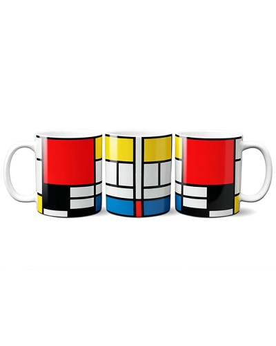 Arte Taza Piet Mondrian Composición rojo, amarillo y azul