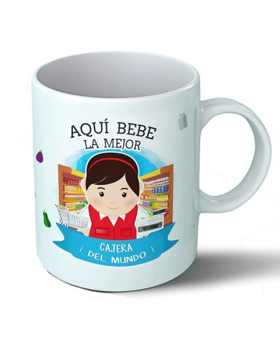 Tazas Taza Aquí bebe la mejor cajera del mundo