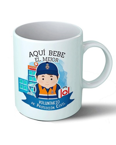 Tazas Taza Aquí bebe el mejor voluntario de protección civil del mundo