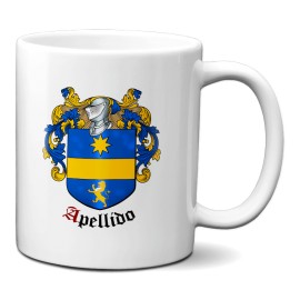 Taza heráldica con apellido personalizado