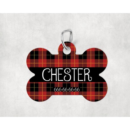 Chapas para mascotas Placa modelo "Chester" nombre y tlf personalizable