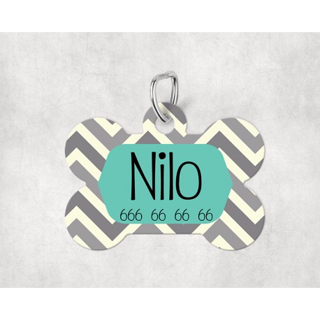 Chapas para mascotas Placa modelo "Nilo" nombre y tlf personalizable
