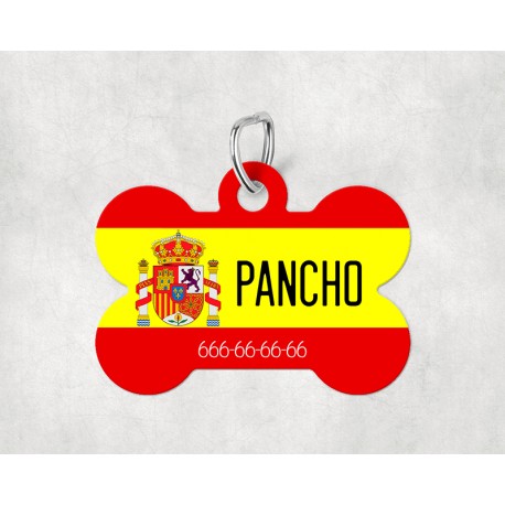Chapas para mascotas Placa modelo "Pancho" nombre y tlf personalizable