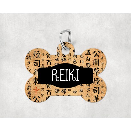 Chapas para mascotas Placa modelo "Reiki" nombre personalizable