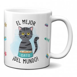 Taza el mejor Gato gris rayado del mundo