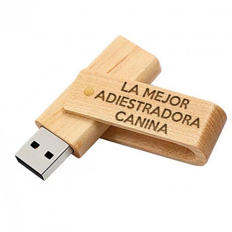 Memorias USB Memoria USB "La Mejor adiestradora canina" 16GB Madera