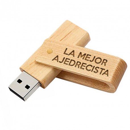 Memorias USB Memoria USB "La Mejor ajedrecista" 16GB Madera