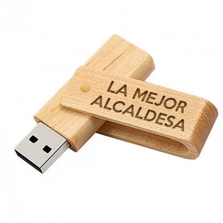Memorias USB Memoria USB "La Mejor alcaldesa" 16GB Madera