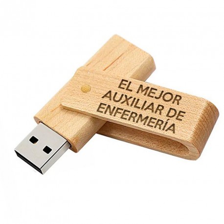Memorias USB Memoria USB "El Mejor auxiliar de enfermería" 16GB Madera