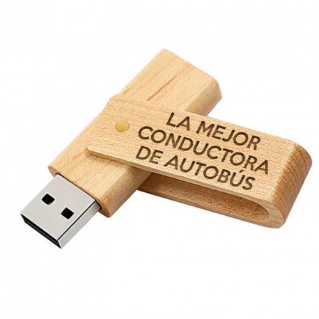 Memorias USB Memoria USB "La Mejor conductora de autobús" 16GB Madera