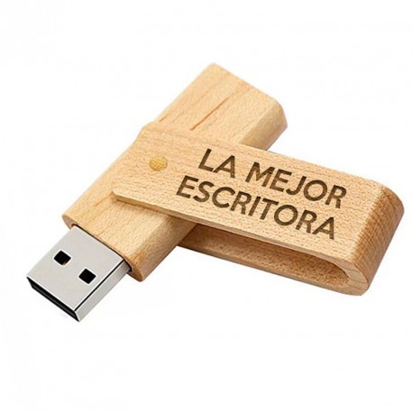 Memorias USB Memoria USB "La Mejor escritora" 16GB Madera