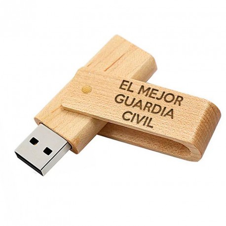 Memorias USB Memoria USB "El Mejor guardia civil" 16GB Madera