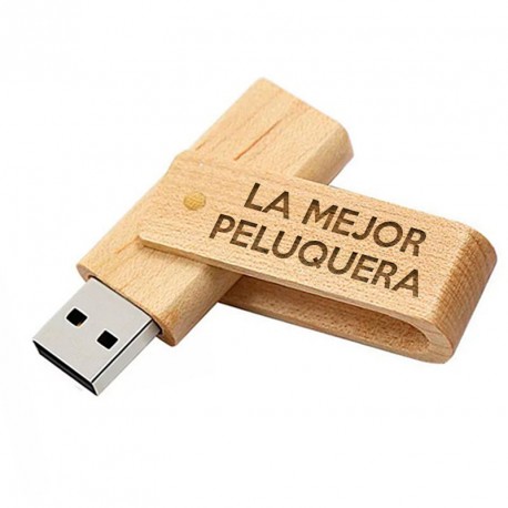 Memorias USB Memoria USB "La Mejor peluquera" 16GB Madera