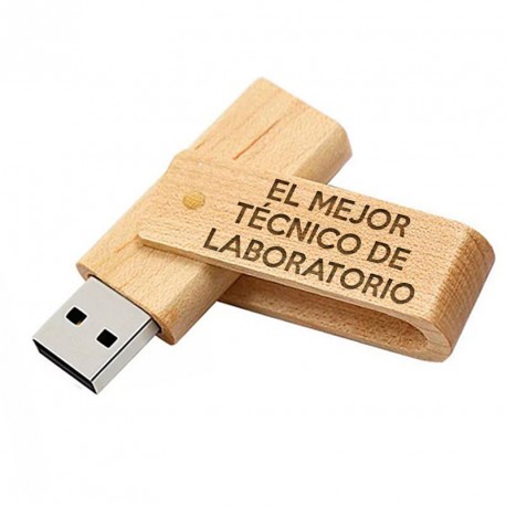 Memorias USB Memoria USB "El Mejor técnico de laboratorio" 16GB Madera