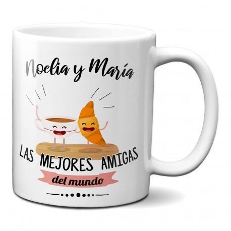 Taza para mejor amiga con dos nombres personalizados