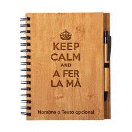Cuaderno Keep Calm a fer la mà personalizado con nombre