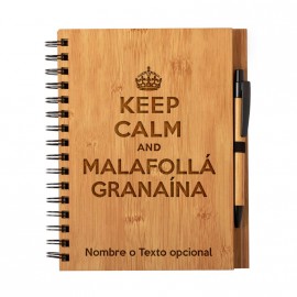 Cuaderno Keep Calm Malafollá granaina personalizado con nombre