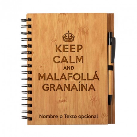 Cuaderno Keep Calm Malafollá granaina personalizado con nombre