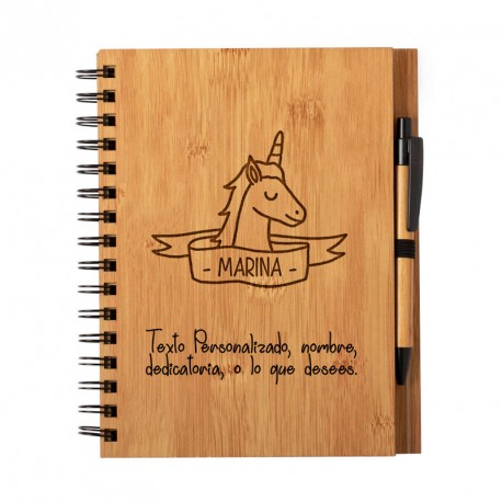 Cuaderno Unicornio personalizado con nombre